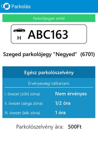 4. ábra Folyamatban lévő parkolás adatai 5.