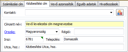 Az Ország és Régió mezők kitöltése nem kötelező.
