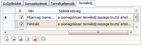 A Termékdíj lapon két sort kell felvenni a két összetevő alapján. Soronként a termékdíjas összetevő CSK kódját Előtag, PÜ.