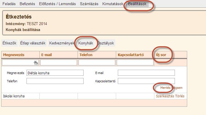 4.2. Konyha Több konyhát is megadhatunk, de egyet mindenképpen szükséges. 4.3.