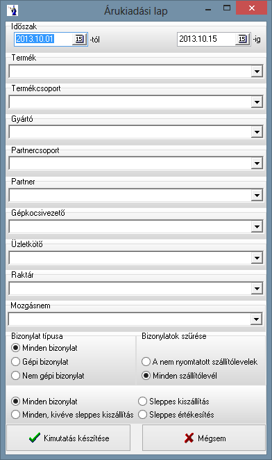 2.5. Értékesítés Forgalom elemzését hivatott kiszolgálni ezen programrész.