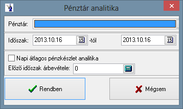 elkészíti az új időszak pénztárjelentését. Bizonylatonkénti összesítés is jelölőnégyzettel választható.