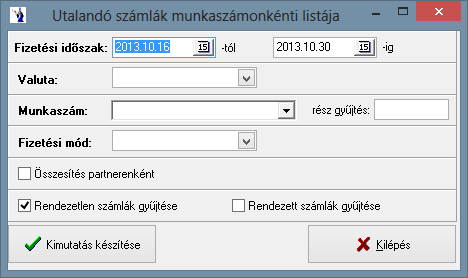 A lekért listán partnerenkénti bontásban szerepelni fog partnerenkénti bontásban a számlaszám, a számla kelte, a teljesítés ideje, a fizetési határidő, a számlaérték, valamint a rendezetlen érték