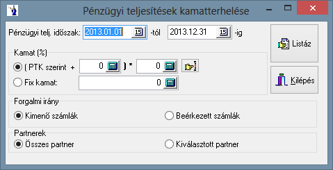 Miután kiválasztotta a partnereket a listáz gombot megnyomva a következő panel jelenik meg: Ezen panelen láthatja a késedelmesen fizető partnereket.