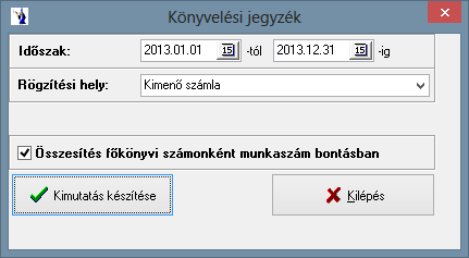 2.9.2. Főkönyvi kivonat Az összesítések egyik legismertebb formája. A számlatükörben szereplő összes főkönyvi számla számát, megnevezését és tartozik, illetve követel egyenlegét kihozza.