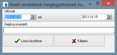 2.2.10. Túralap Az időintervallum megadását követően kötelező megadni a gépkocsivezetőt, illetve választható partner/bolt, termék, termékcsoport.