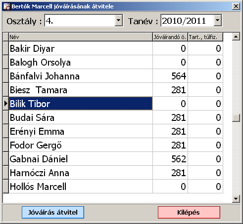 5.4.7., Keresés (Ctrl + K) A programban lehetőségünk van a diákok között keresni. Ez akkor jó, ha még nem tudjuk a diákot beazonosítani, hányadik osztálya is jár.