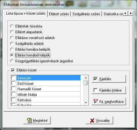 5.3.10. Ellátottak adatainak lekérdezése Ezen menüponton belül csak az ellátottak törzsadataira tudunk rákérdezni különböző szűrőfeltételek megadásával.