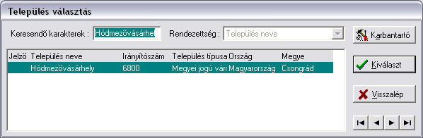 Törlés: meglévő adatokat lehet vele törlésre jelölni. A nyomógomb megnyomásával T betű kerül az adat mellé.