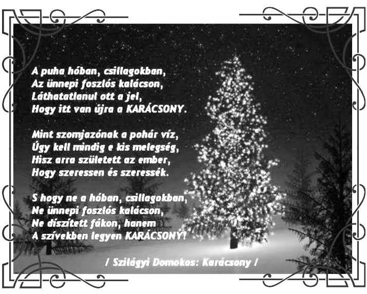 2013. DECEMBER SZERKESZTŐ: KUGLERNÉ EPER ÁGNES Kellemes karácsonyi ünnepeket és boldog, békés, sikerekben gazdag új