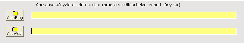 Ezen a képernyőn tudják beállítani, hogy a MunBér10 program milyen elérési utat követve keresse meg és indítsa el automatikusan az AbevJava programot ( ), illetve milyen utat követve tegye le a