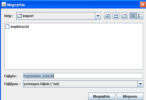 10./ A következő képernyő jelenik meg: Ha sikerült a MunBer10 programból a c:\documents and Settings\operációs rendszer tulajdonosának a neve\abevjava\import mappába beletenni az implista.
