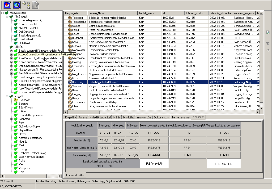 3.3. ábra: HIR Intéző modul Lekérdező modul A végfelhasználónak lehetősége van információk lekérdezésre és kinyerésre a Hulladéklerakó Információs Rendszerből. E célból készült a Lekérdező modul.