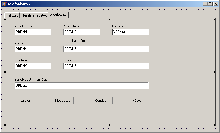 Delphi modul - 10. fejezet 17. Zárjuk be a DM.Phone mezőlistát tartalmazó ablakát, majd lépjünk a táblánk Events fülecskéjére, és keressük meg az oncalcfields eseményt.