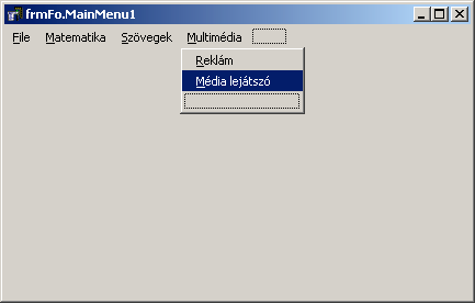 Delphi modul - 7. fejezet Kattintsunk ezt követően a File menünk melletti szürke területre, majd a Captionbe írjuk be: &Matematika.