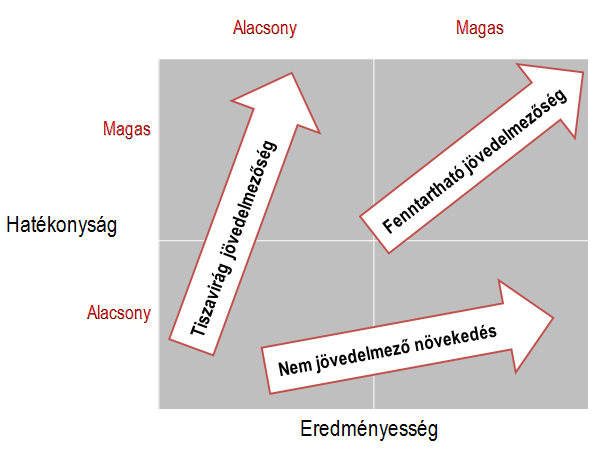 Egy jól menedzselt szervezet hatásosan kell működjön, hoznia kell az eredményt, amiért létezik, és mindezen eredményt hatékonyan kell elérnie.