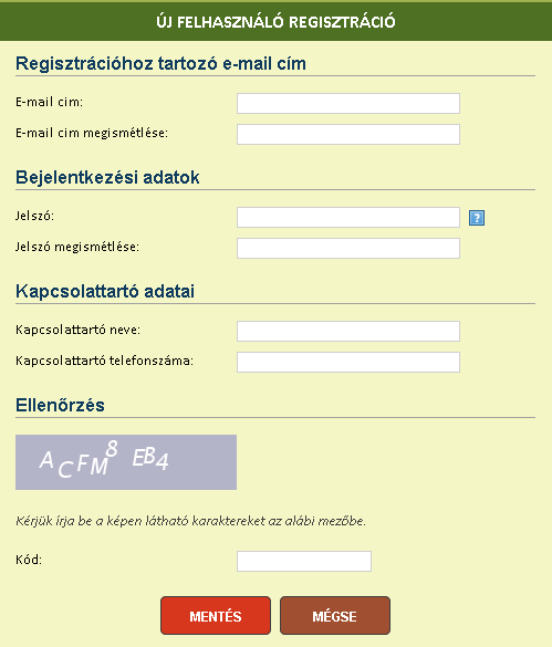 2.1. Első regisztráció A MEBER rendszer első használatakor az Új felhasználói fiók létrehozása ikonra kattintva lépünk be az Új felhasználó regisztráció -s oldalra. (2.