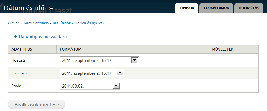 140. oldal 6. Az alaprendszer szolgáltatásai Hozzunk létre egy új formátumot a Formátum hozzáadása linkre kattintva. A magyar nyelvnek talán a Y. F j.