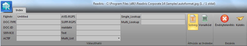 Readiris TM 14 - Felhasználói útmutató Indexált dokumentumok küldése: Konfigurálja a SharePoint-ot vagy Therefore Connector-t. Ezután dolgozza fel a dokumentumokat a kívánt konfigurációval.