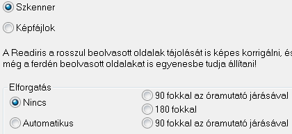 Readiris TM 14 - Felhasználói útmutató Varázsló lépései: 1. lépés: Válassza ki a képforrást A szkenner segítségével beolvashat dokumentumokat, vagy megnyithatja a számítógépen lévő képfájlokat.