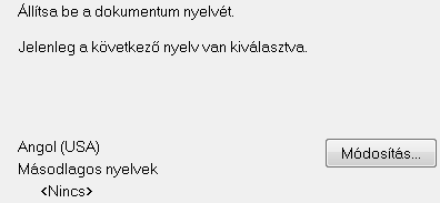 3. fejezet: Alapvető dokumentum-feldolgozás 2. lépés ábrája 3. lépés: Válassza ki a dokumentum Dokumentum Nyelvét.