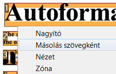 8. fejezet: Felismerési zónák szerkesztése Kattintson jobb egérgombbal a felismerni kívánt zónára.