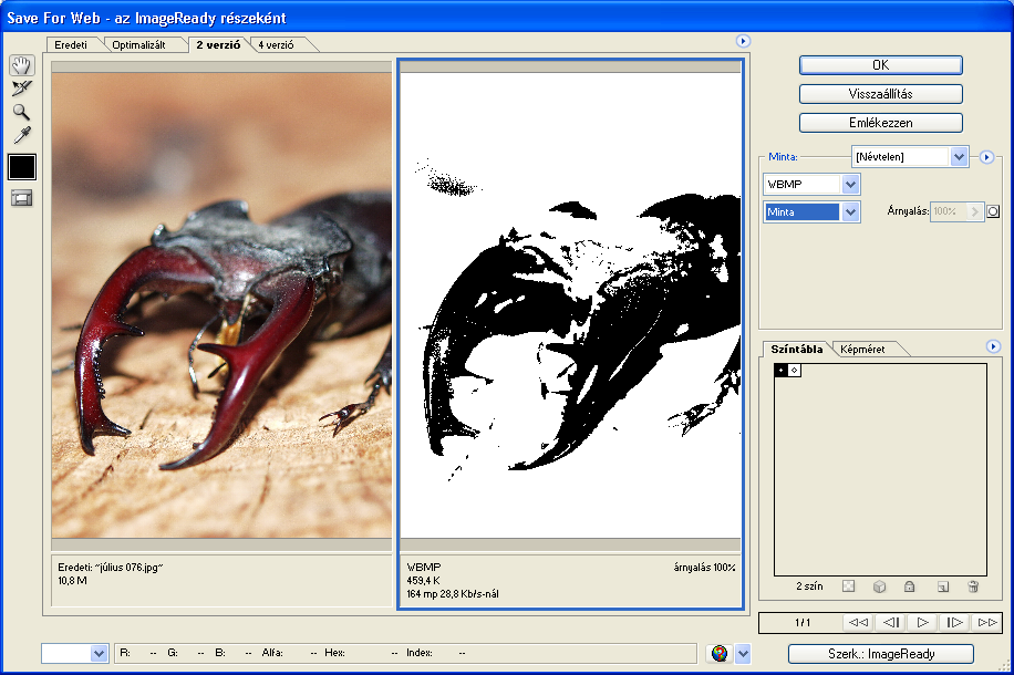 Exportálás a Photoshop CS2-ben Valójában a Mentés másként paranccsal is menthettünk idegen fájlformátumokba, mely funkciót hagyományosan exportálásnak nevezik bármely alkalmazásban.