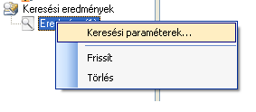 Ha a program végzett a kereséssel az eredmény megjelenik a jobb oldali nézetben, a bal oldali fában pedig egy új elem jön létre, amely segítségével bármikor újrafuttathatjuk a keresést, anélkül, hogy