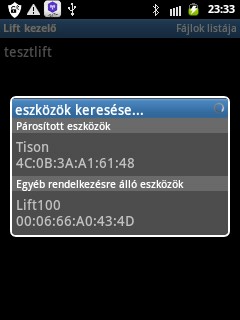 3.3. Kapcsolódás egy eszközhöz Bluetooth-on keresztül A Sector Elektronika Kft. a bluetooth-os liftelektronikákat egyedi sorszámmal ellátva bocsájtja forgalomba.