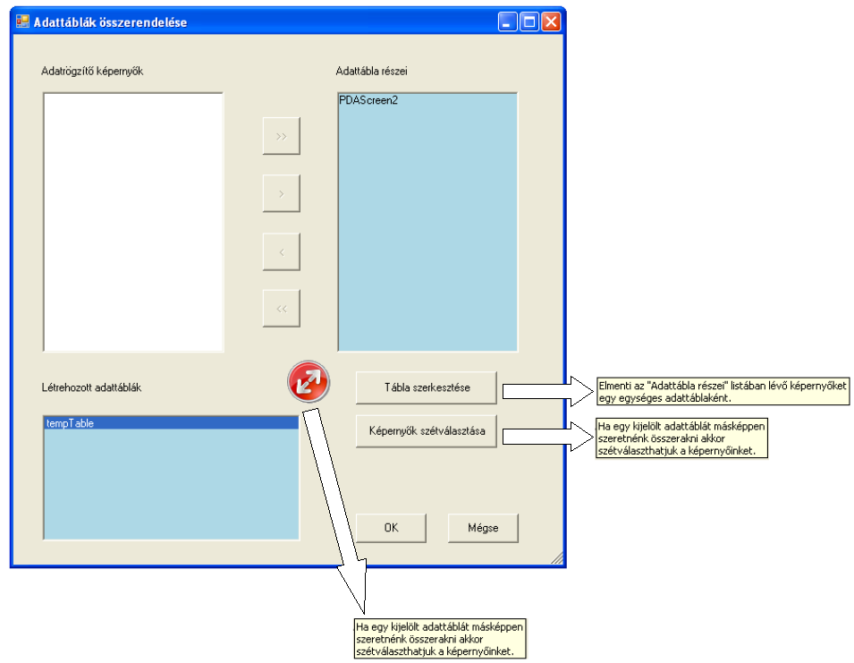 21. ábra Az Adattáblák összerendelése képernyő (b) A használat