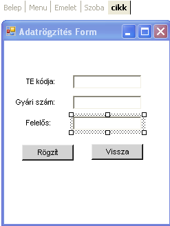 54. ábra EditBox átnevezés Végül legyen egy három EditBox-al rendelkező adatbekérő képernyőnk is, melyen az EditBoxok nevei legyenek sorra TEKod, GyariSzam, Felelos. 55.