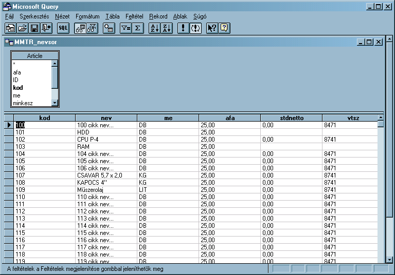 (DataSet) ezen tárolt eljárás lesz. Így a reportra felhelyezett QRBand komponensnél ha a csoportot QRSubDetails nek adjuk meg, definiálhatjuk a DataSet opciót.