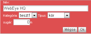 Új kategória rögzítése 1. Kattintsunk az Új kategória nyomógombra! 2. Nevezzük el a létrehozni kívánt kategóriát a megjelenő szövegmezőbe írva: 3. Válasszuk ki a kategóriához rendelt POI-k színét: 4.