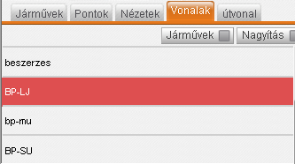 menüjében megtervezett és elmentett útvonalak megjelenítésére szolgál.