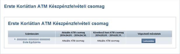 4.6.3.2 Csomag lemondása A szolgáltatás megszüntetése a Lemondás gombbal indítható. 97. képernyő Lemondás 4.6.4 SMS belépési kód be- és kikapcsolása A felső menüsorban az Ügyfélszolgálat kiválasztása után a Személyes beállítások között a Belépési SMS kód linkre kell kattintani.