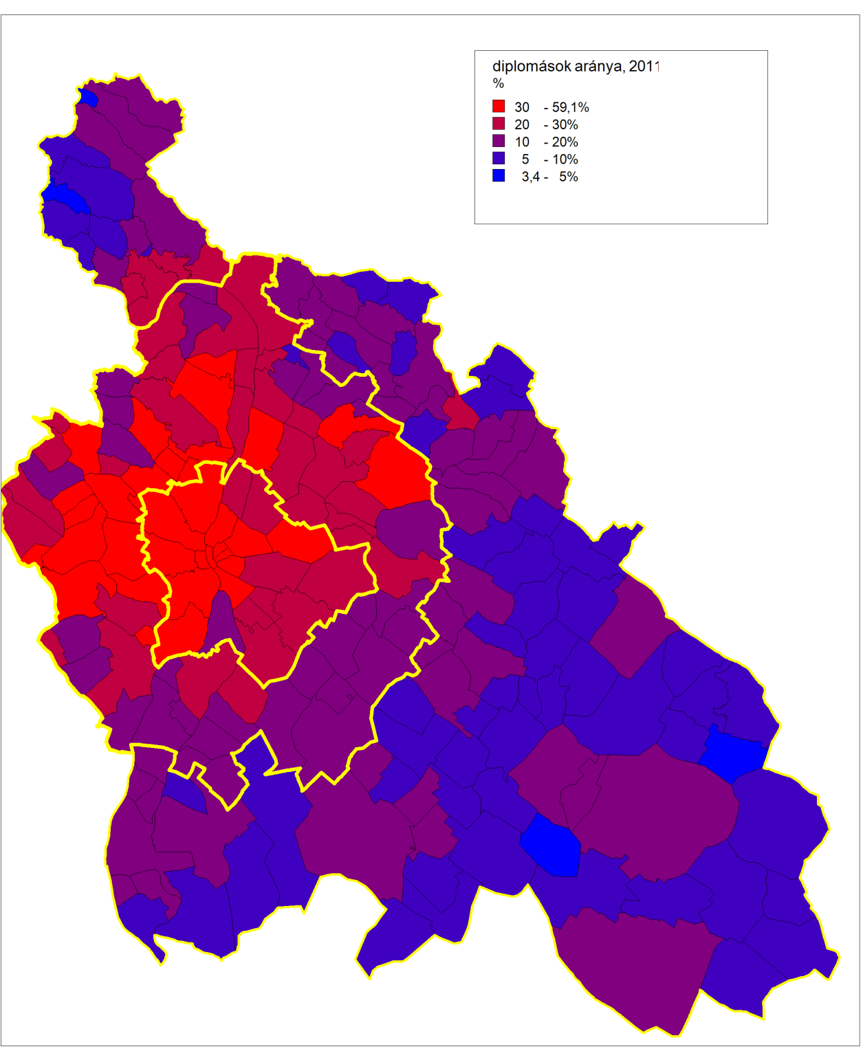 35. ábra: Diplomások aránya, 2011.