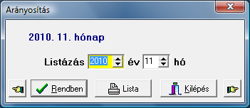 217. ábra Arányosítás tételeinek leválogatása Ha a program az arányosításba számítás tételeit leválogatta, akkor a következő üzenet fog megjelenni. 218.