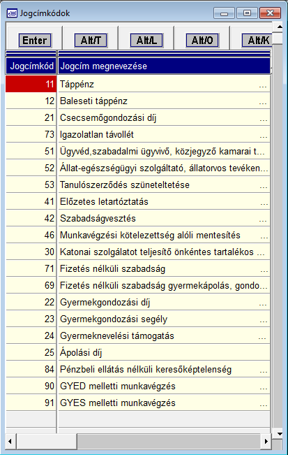 A jogcímkód mezőben F10 billentyű segítségével könnyedén kiválasztható a biztosítás