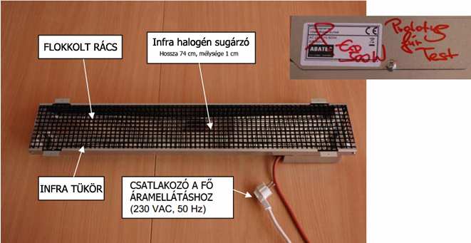 1. ábra: A tesztelt infravörös emitter ECO 500G (hossza 82 cm, magassága 15 cm, mélysége 6 cm) 4.