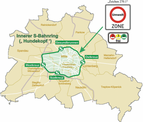 Monitoring Ugyanez a vizsgálat megállapította, hogy Berlinben a zónán belül illetve a zónán kívüli járműállomány összetétele nem mutat számottevő eltérést, ami azt jelenti, hogy a zóna hatása nem