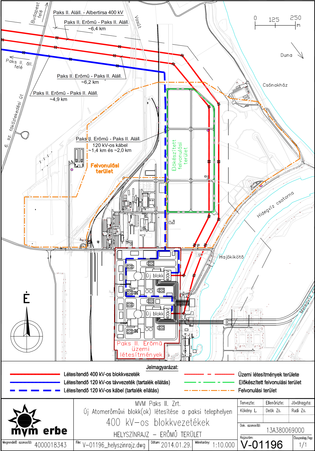 Hálózati csatlakozás 7.3.2-5. ábra: Blokkvezetékek javasolt nyomvonala az erőmű területén 7.3.3 120 KV-OS TÁVVEZETÉK A létesítendő 120 kv-os távvezeték feladata a Paks II.