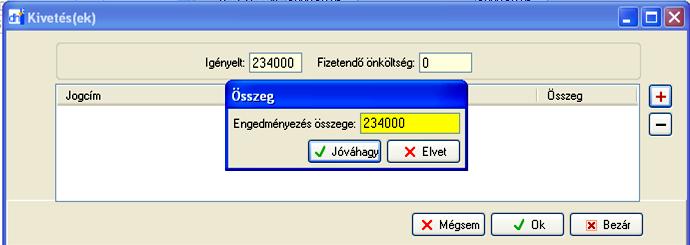 A kivetés kiválasztását követően az engedményezés összege itt még módosítható: Fontos, hogy
