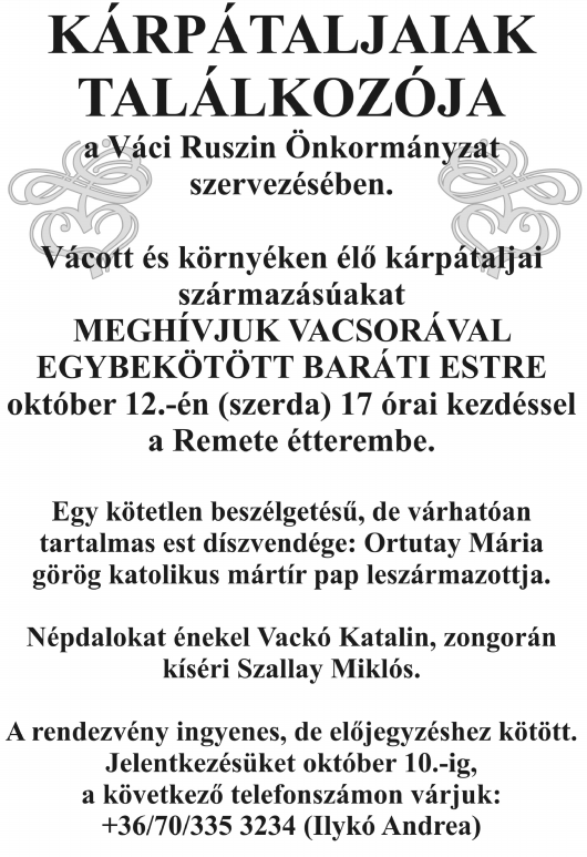 16 A Váci Ruszin Kisebbségi Önkormányzat pályázatot hirdet tanulmányi ösztöndíj elnyerésére a 2011-2012. tanévre terjedõ idõszakra. Az ösztöndíjat havi 5.