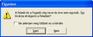 8 Adatátadó rendszer A cégnév felett láthatjuk, hogy mely programba történik a feladás.