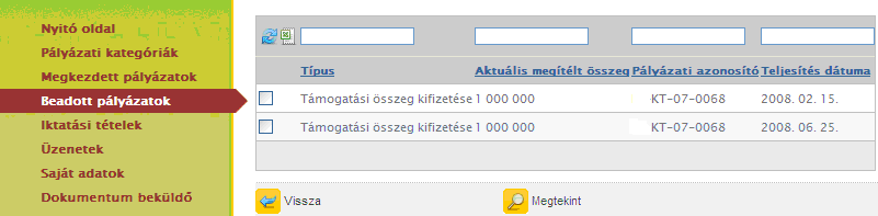 kitöltését először az [Ellenőrzés] gombot válassza, majd ha ez sikeresen lefutott, akkor véglegesítheti módosítási kérelmét a gomb használatával.