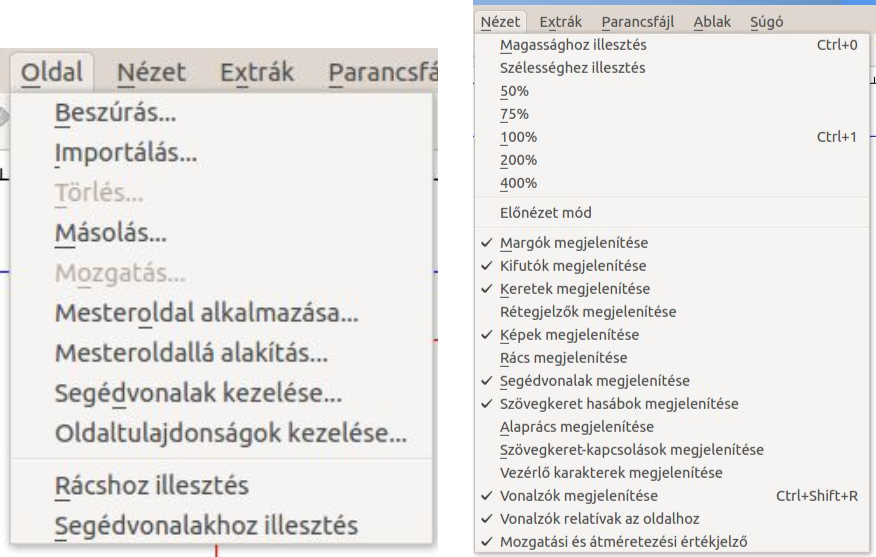 2. A Scribus program áttekintése nüt, amelyek a kiadványszerkesztéshez szükséges funkciókat teszik elérhetővé. Ezeket most nem fogom részletezni, mert már az is meghaladná egy előadás kereteit.