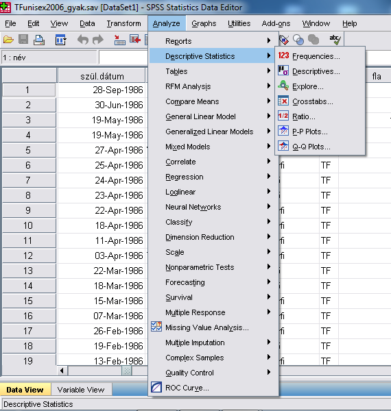 7. ábra: Az SPSS számítási