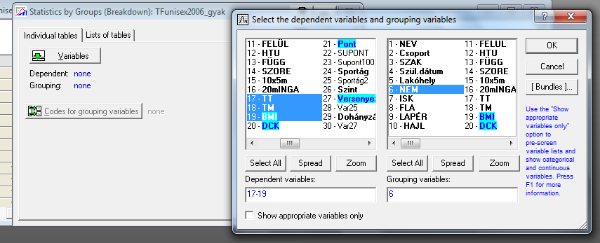 11. ábra: Breakdown/Statistics by Groups