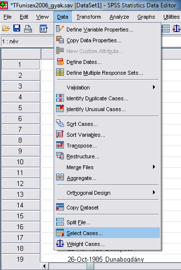 20. ábra: A SPSS