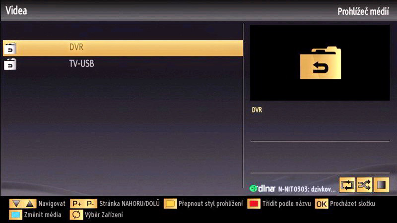 DLNA standart umožňuje sledovat a přehrávat fotky, hudbu a videa uložená na DLNA média serveru připojeného k vaší síti.
